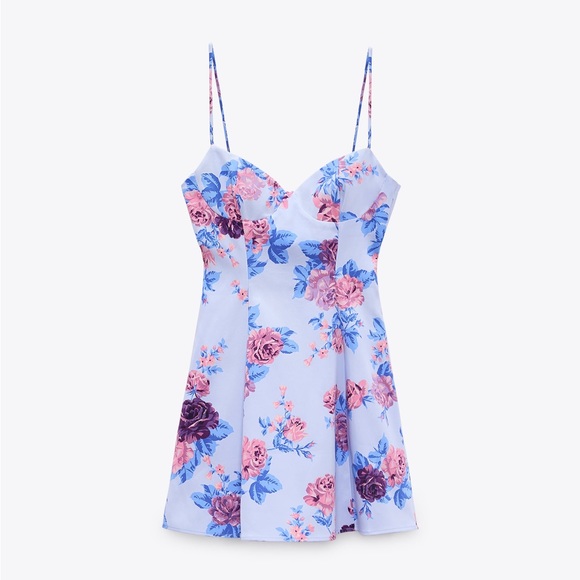 Zara net floral print corset style mini boho dress - Picture 8 of 12